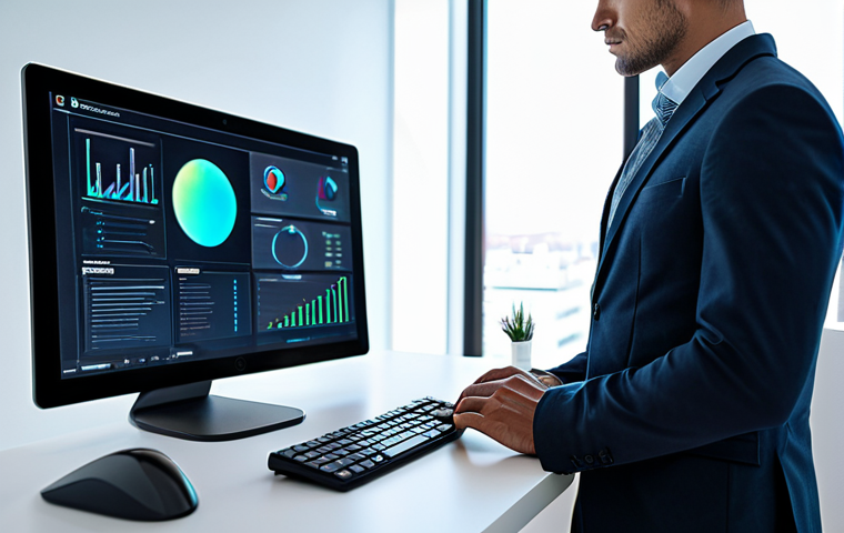 A professional individual, fully clothed in modern business attire, is looking thoughtfully at a holographic interface displaying highly personalized digital content. In a clean, futuristic, minimalist home office setting, with soft, natural lighting. A sleek, modern tablet or laptop is also visible on a desk in the background. Safe for work, appropriate content, fully clothed, professional, perfect anatomy, correct proportions, natural pose, well-formed hands, proper finger count, natural body proportions, high-quality professional photography, detailed, realistic.