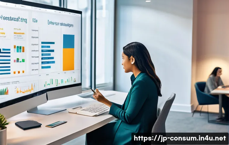 소비자 행동 데이터를 활용한 신제품 개발 사례 - **Prompt 1: Unveiling Consumer Desires Through Data**
    A highly detailed, wide shot of a bright, ...