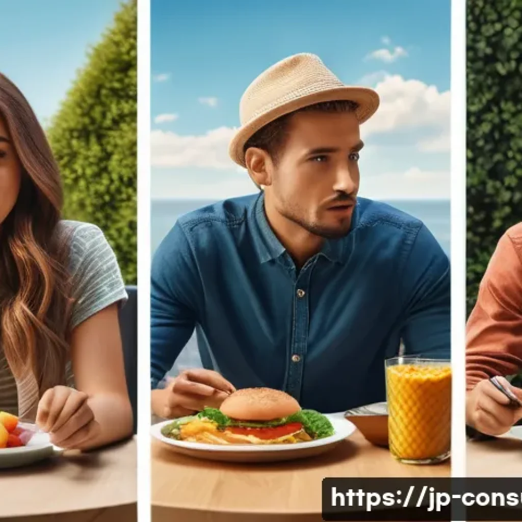 소비자 행동 변화와 비즈니스 영향 - Here are three image generation prompts in English, detailing various aspects of modern consumer beh...