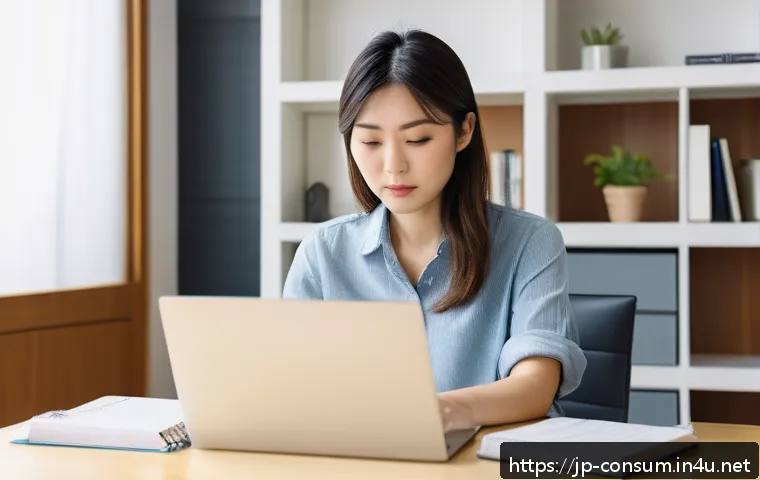 소비자 보호 관련 강연 및 세미나 후기 - A modern Japanese woman in her 30s carefully comparing multiple online shopping websites on a sleek ...