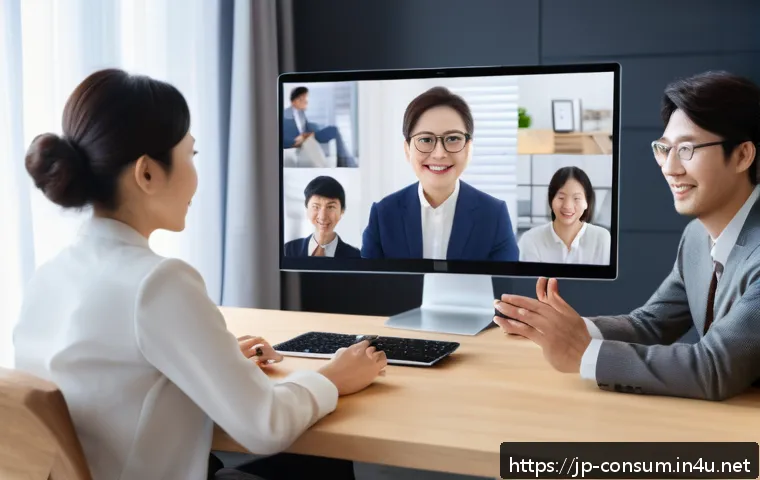 소비자전문기술사 협회 활동과 네트워킹 - A modern online meeting scene showing diverse Japanese professionals in their 30s to 50s participati...