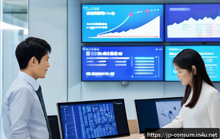 소비자 보호를 위한 정부의 역할 - A modern Japanese consumer protection office interior with diverse professionals analyzing AI-genera...
