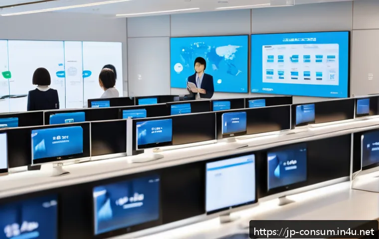 소비자 불만 처리와 CS 혁신 사례 - A modern customer service center scene in Japan featuring diverse staff members wearing smart busine...