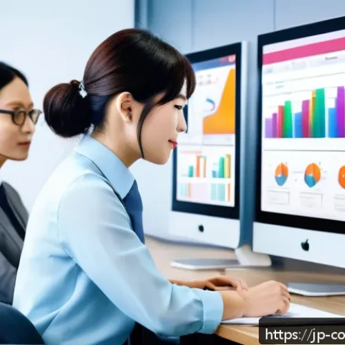 소비자 행동 데이터를 활용한 분석 기법 - A modern Japanese office scene where diverse marketing professionals analyze segmented customer data...