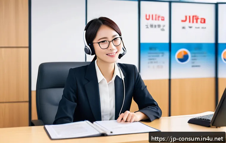 소비자 불만 처리 능력을 키우는 법 - A modern Japanese customer service scene set in a clean office with a professional female employee c...